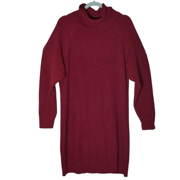 INC International Concepts Sweater Dress Burgundy Cotton Acrylic Women’s Large - Picture 1 of 8